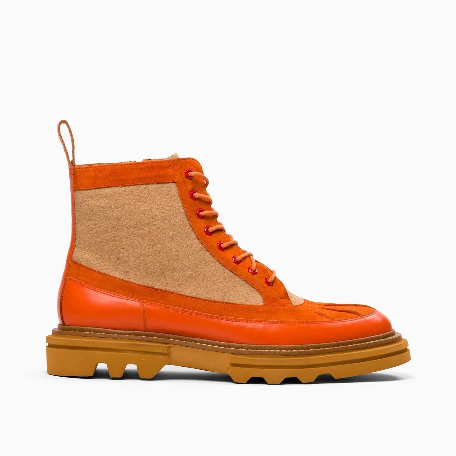 Odin Solar Orange Leather Combat Boots