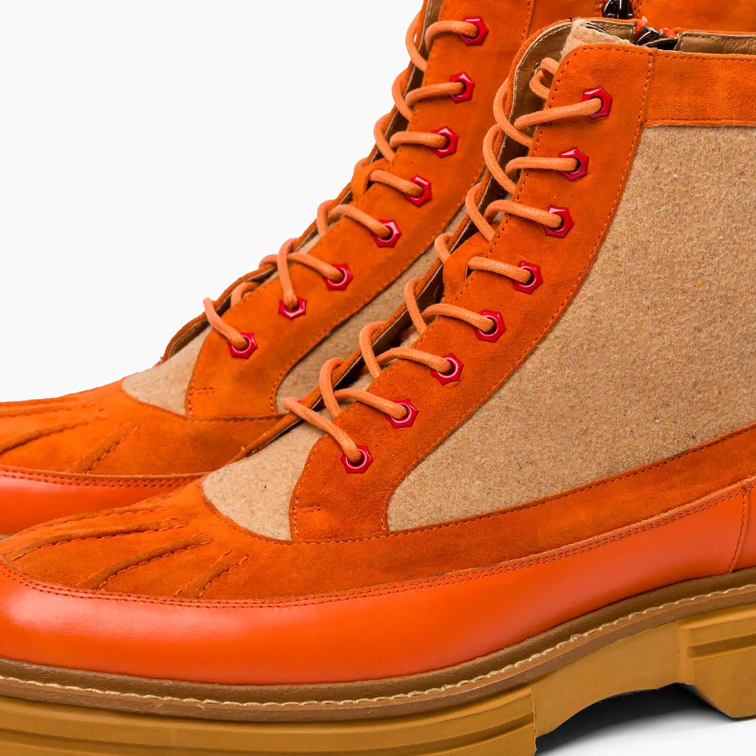 Odin Solar Orange Leather Combat Boots