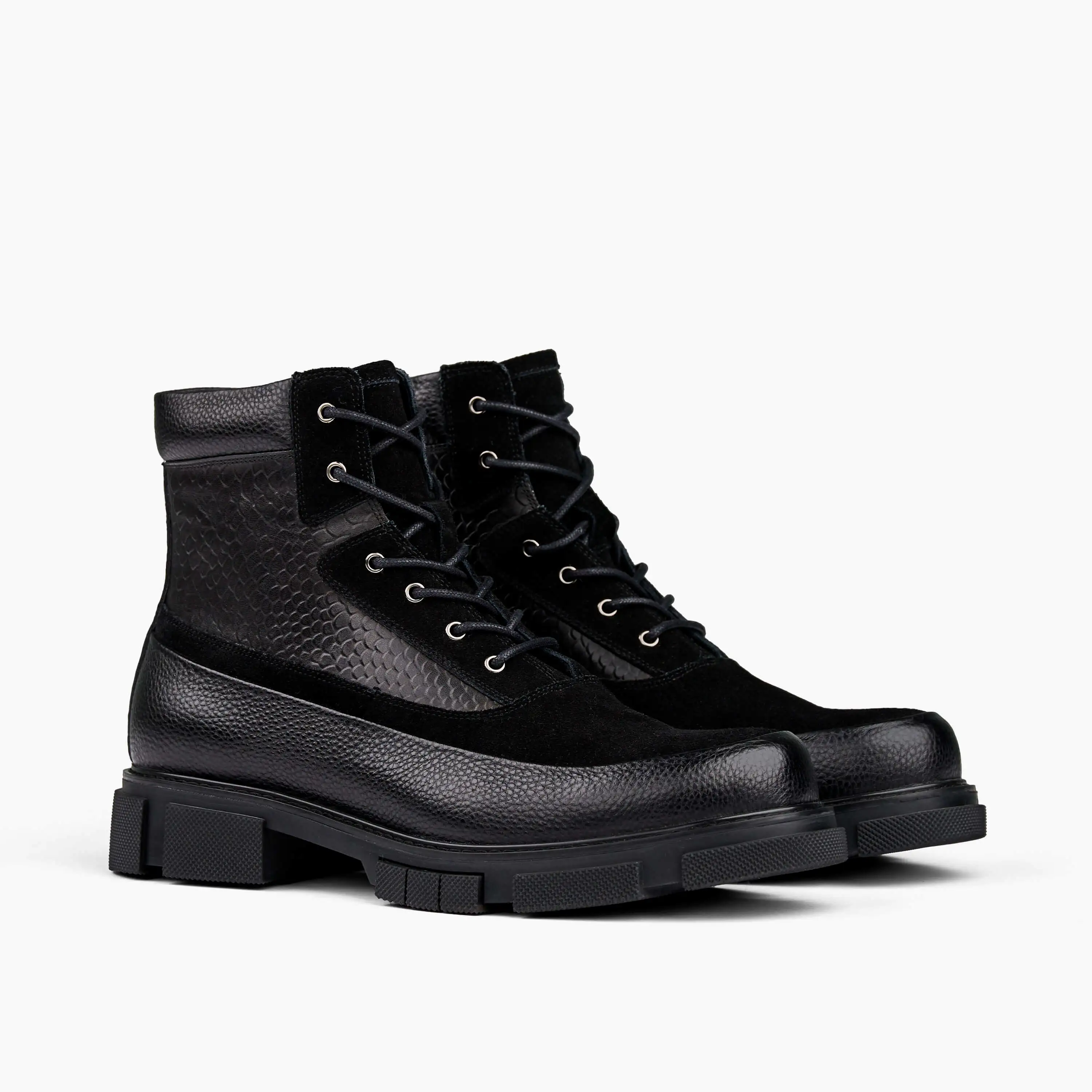 Otis Black Leather Combat Boots