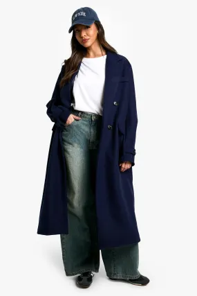 Oversized Cuff Detail Wool Look Coat