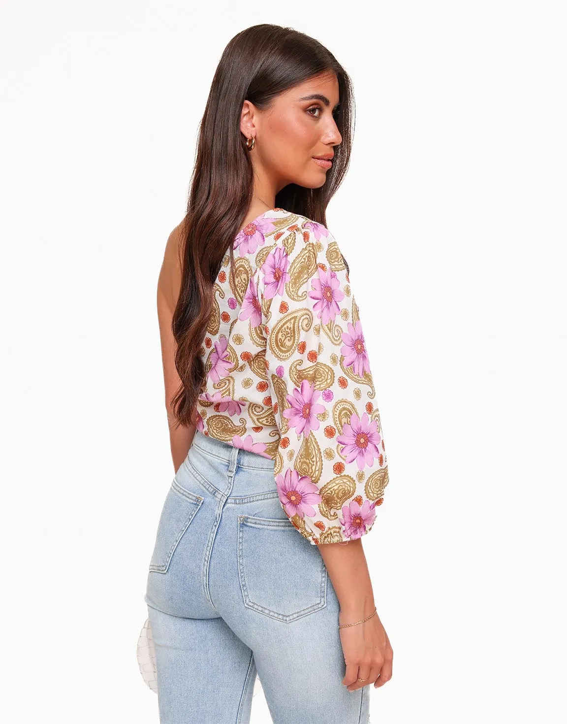 Paarse Print One Shoulder - Top