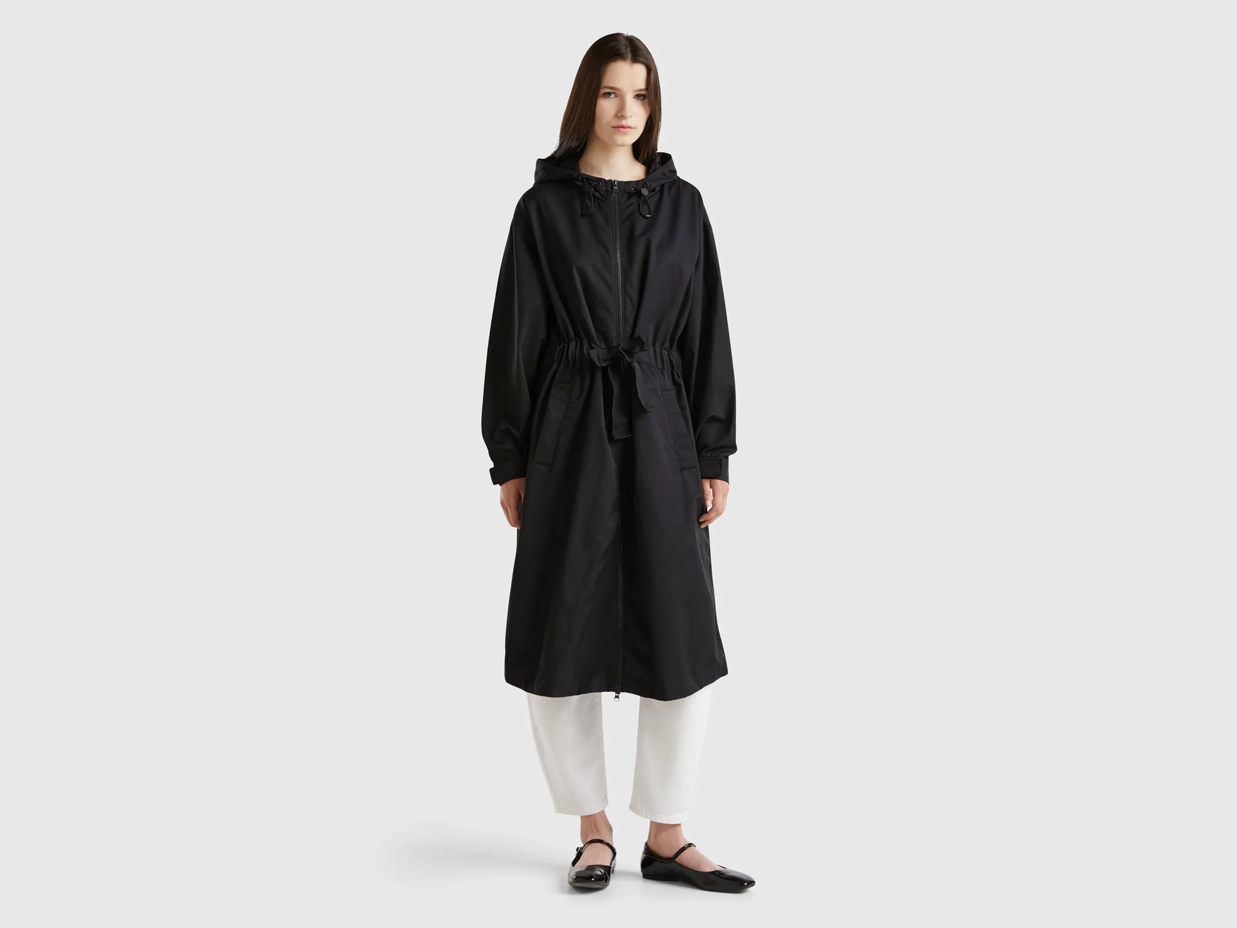 Parka in cotton and nylon "Rain Defender" blend - Black | Benetton