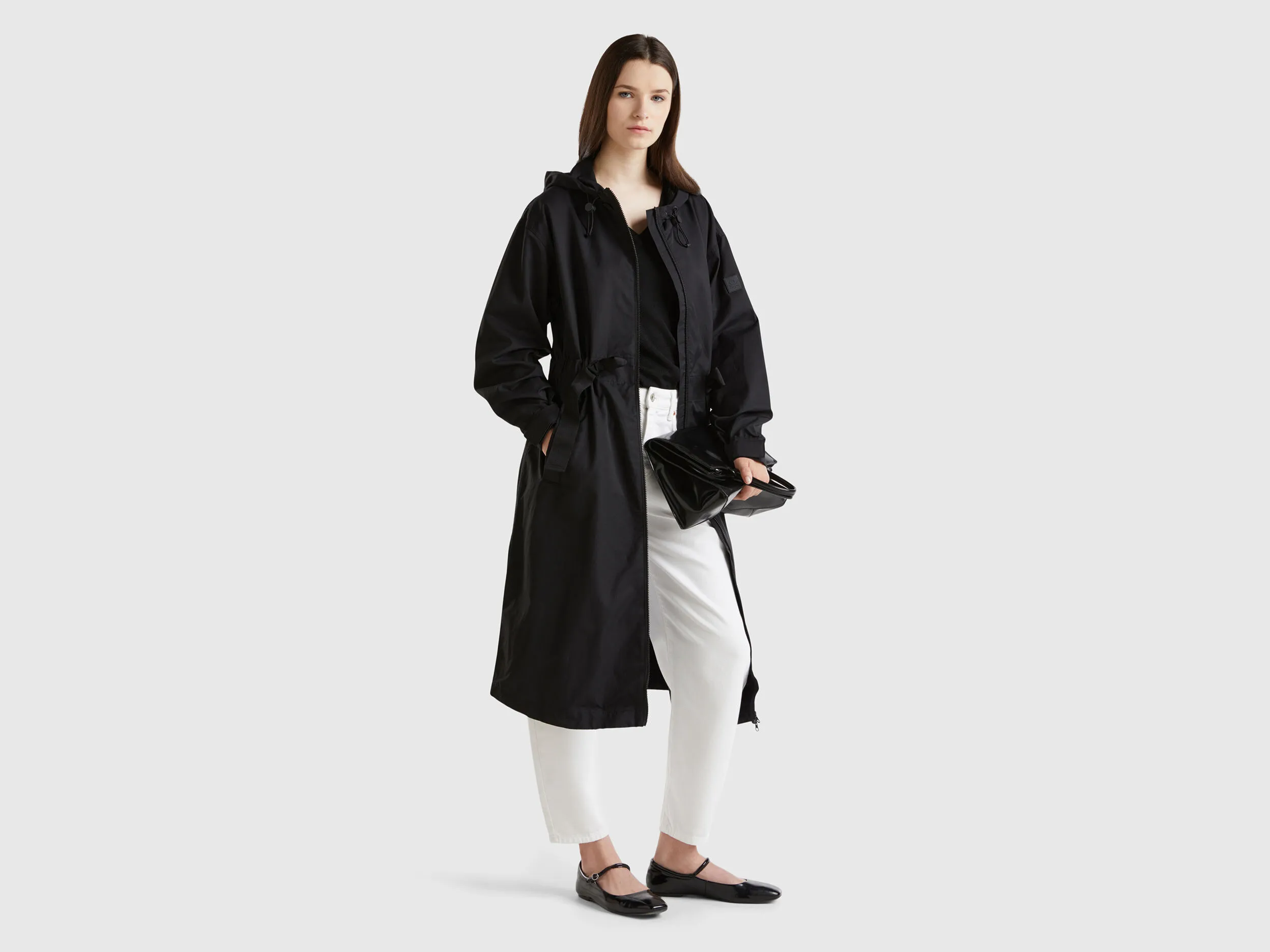 Parka in cotton and nylon "Rain Defender" blend - Black | Benetton