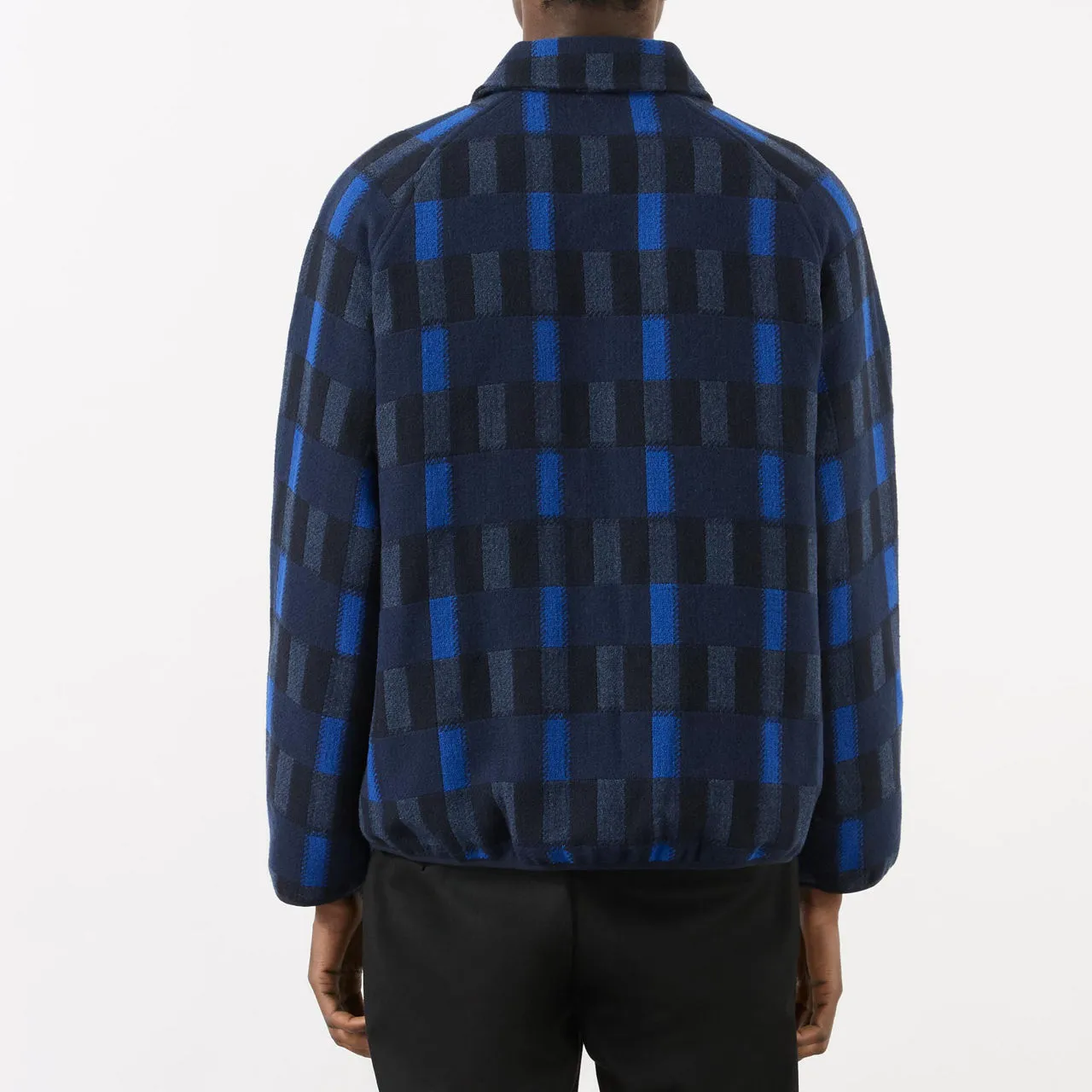 PERCIVAL Fretwork Checked Fleece Jacket - Blue