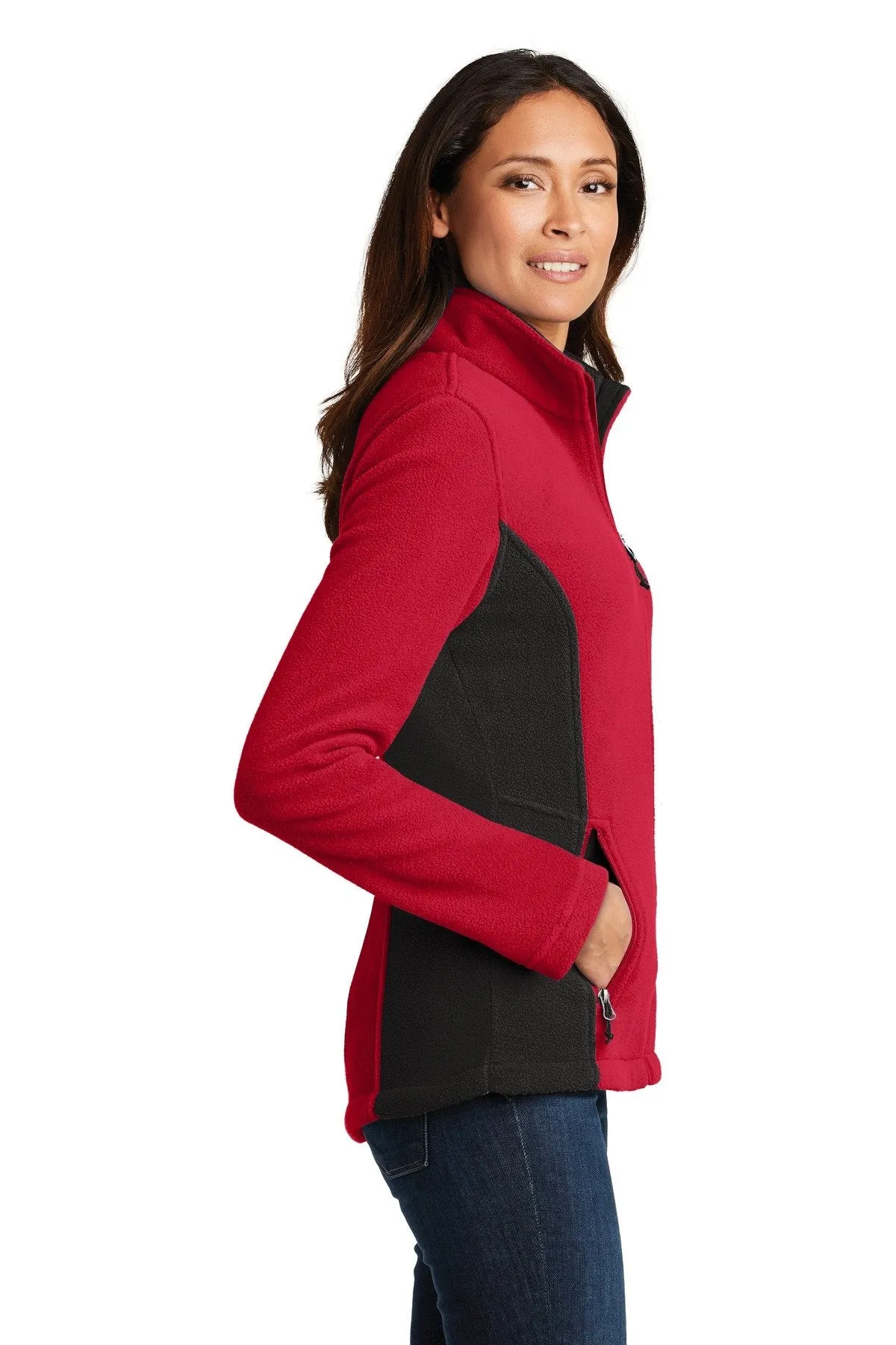 Port Authority Ladies Colorblock Value Fleece Jacket L216 Rich Red/ Black