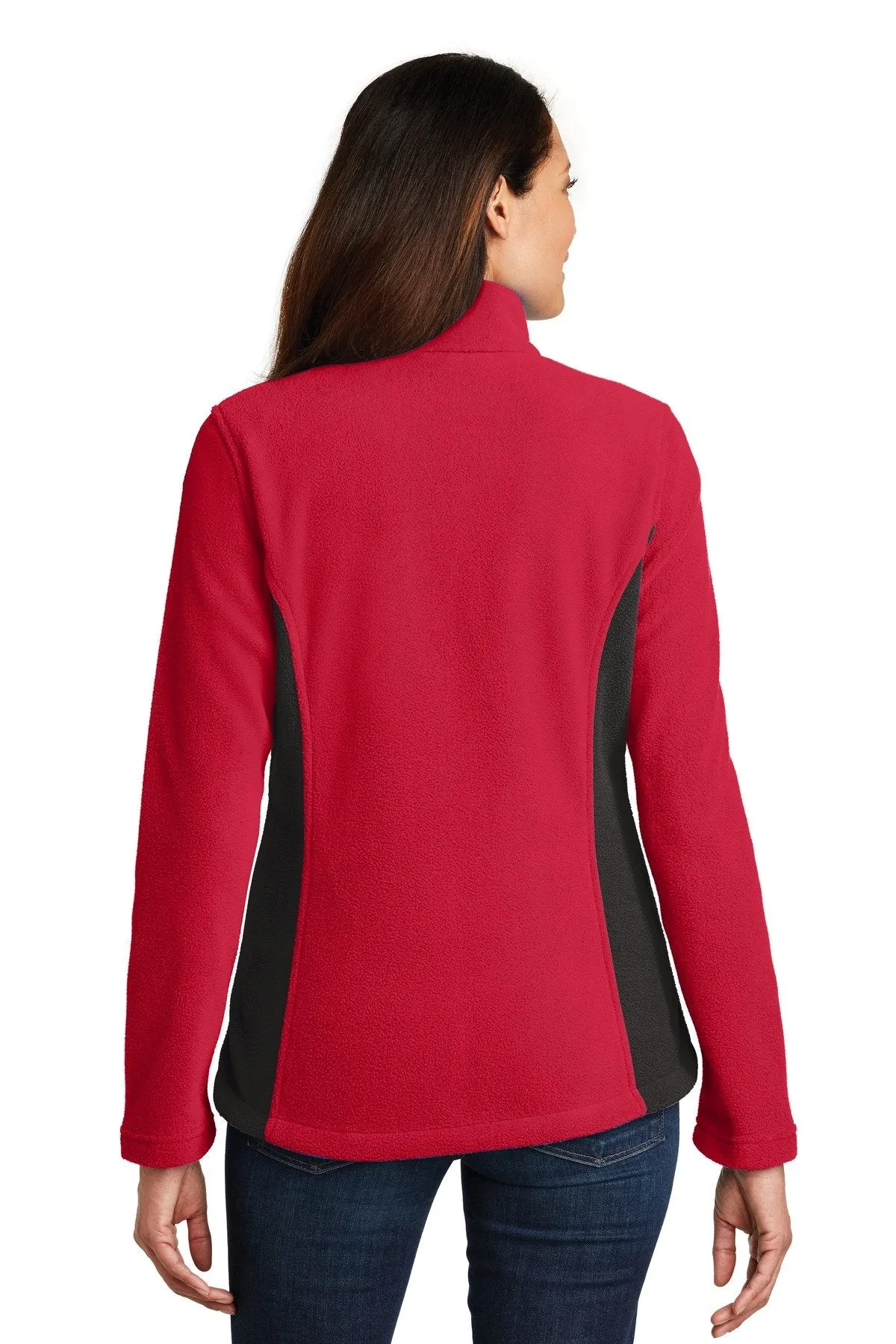 Port Authority Ladies Colorblock Value Fleece Jacket L216 Rich Red/ Black