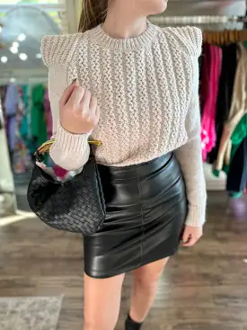 Puff Shoulder Crop Sweater