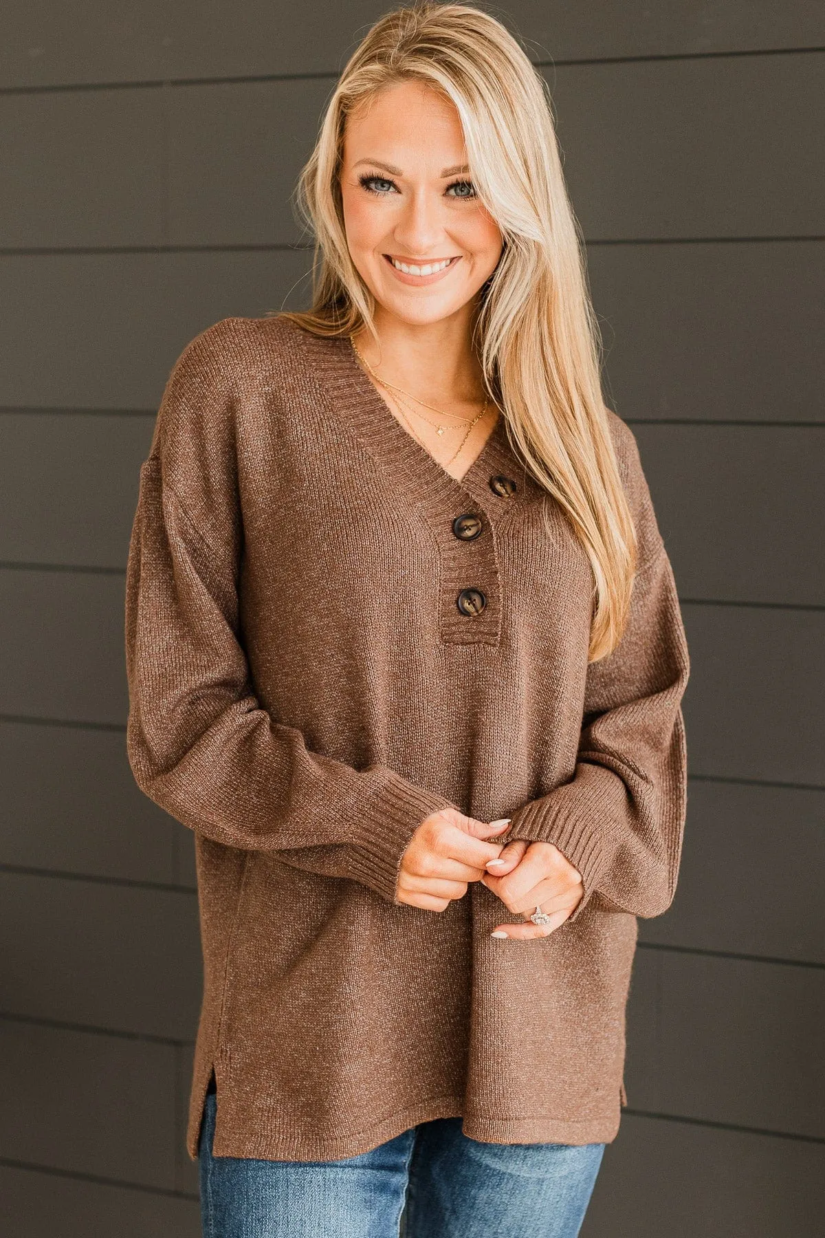 Pure Passion Knit Sweater- Brown