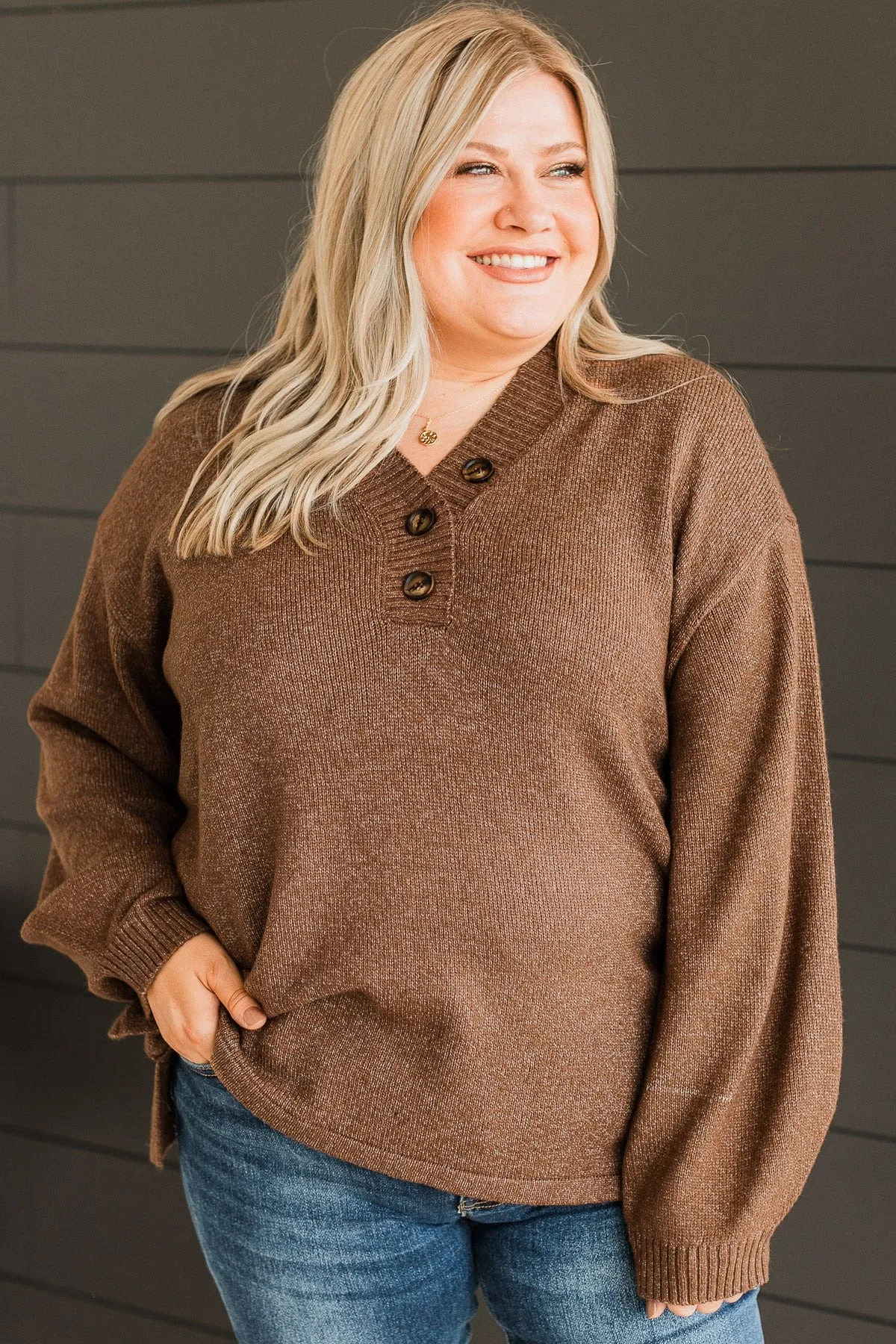 Pure Passion Knit Sweater- Brown