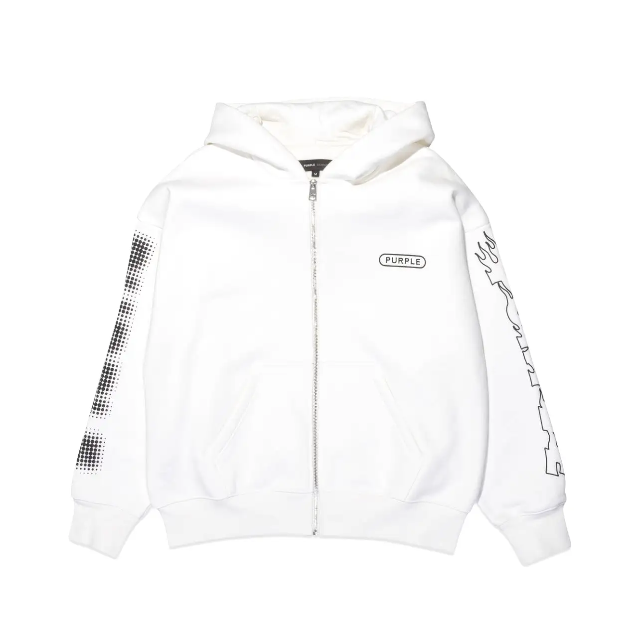 Purple Brand Fleece Flame Off White Hoodie