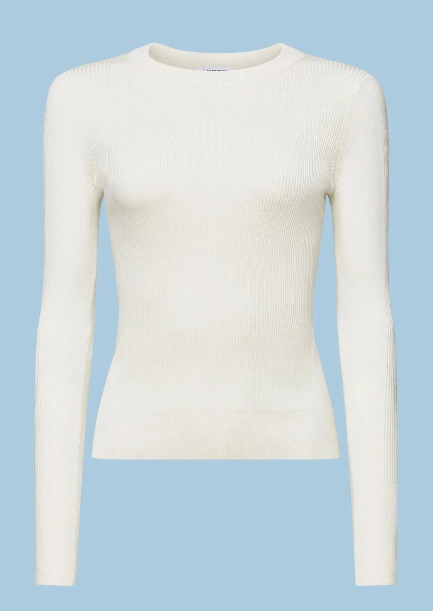 Rib-Knit Crewneck Sweater Cream