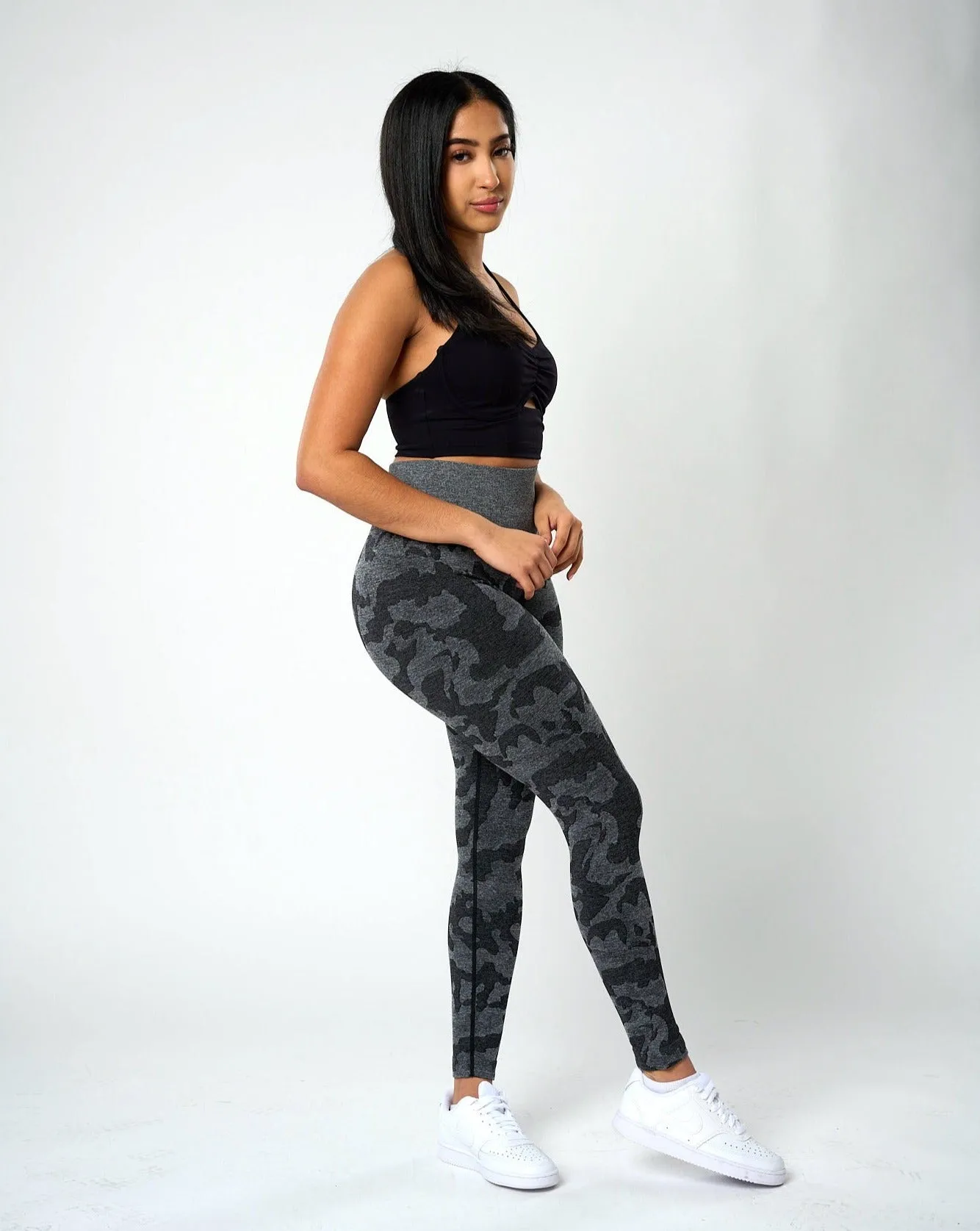 Rita Camo Seamless Leggings - Black