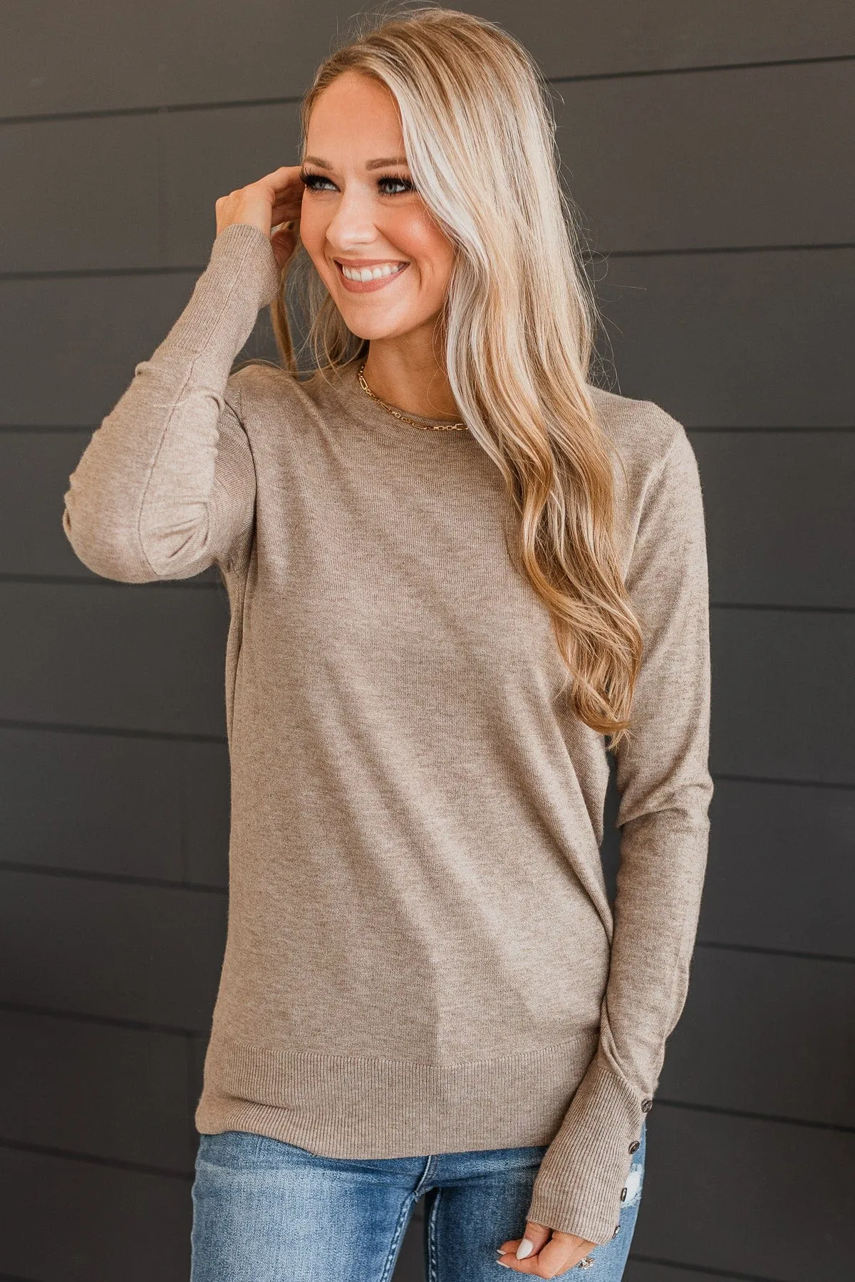 Second Glance Knit Sweater- Taupe