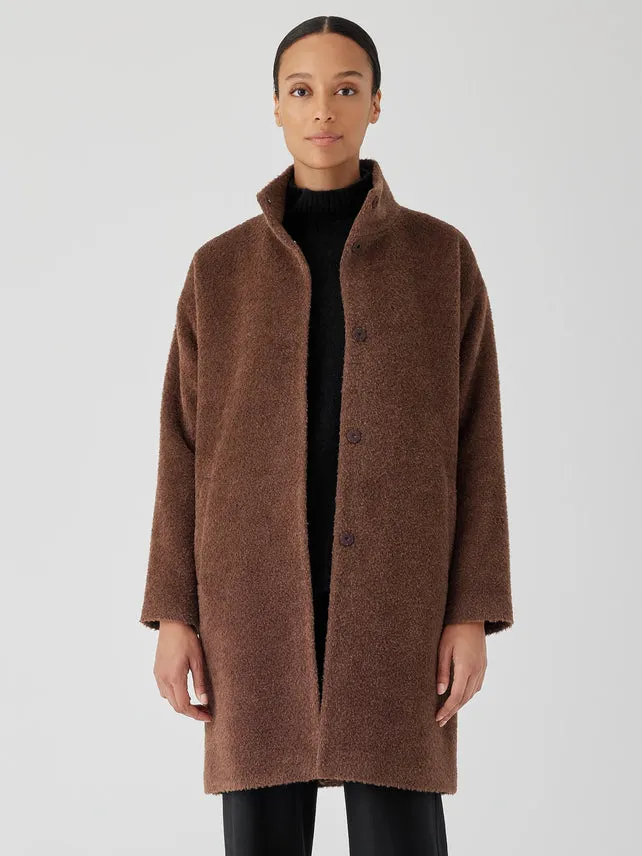 SHEARED SURI ALPACA STAND COLLAR COAT