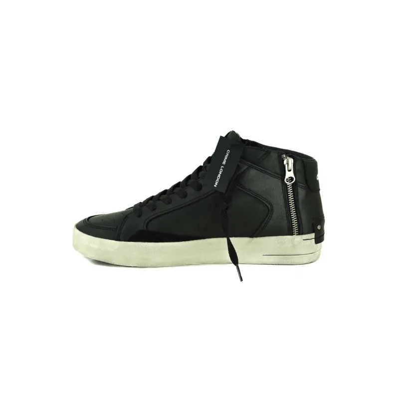 SNEAKERS UOMO MID IN PELLE, NERO