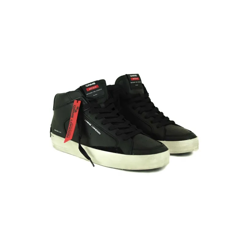 SNEAKERS UOMO MID IN PELLE, NERO