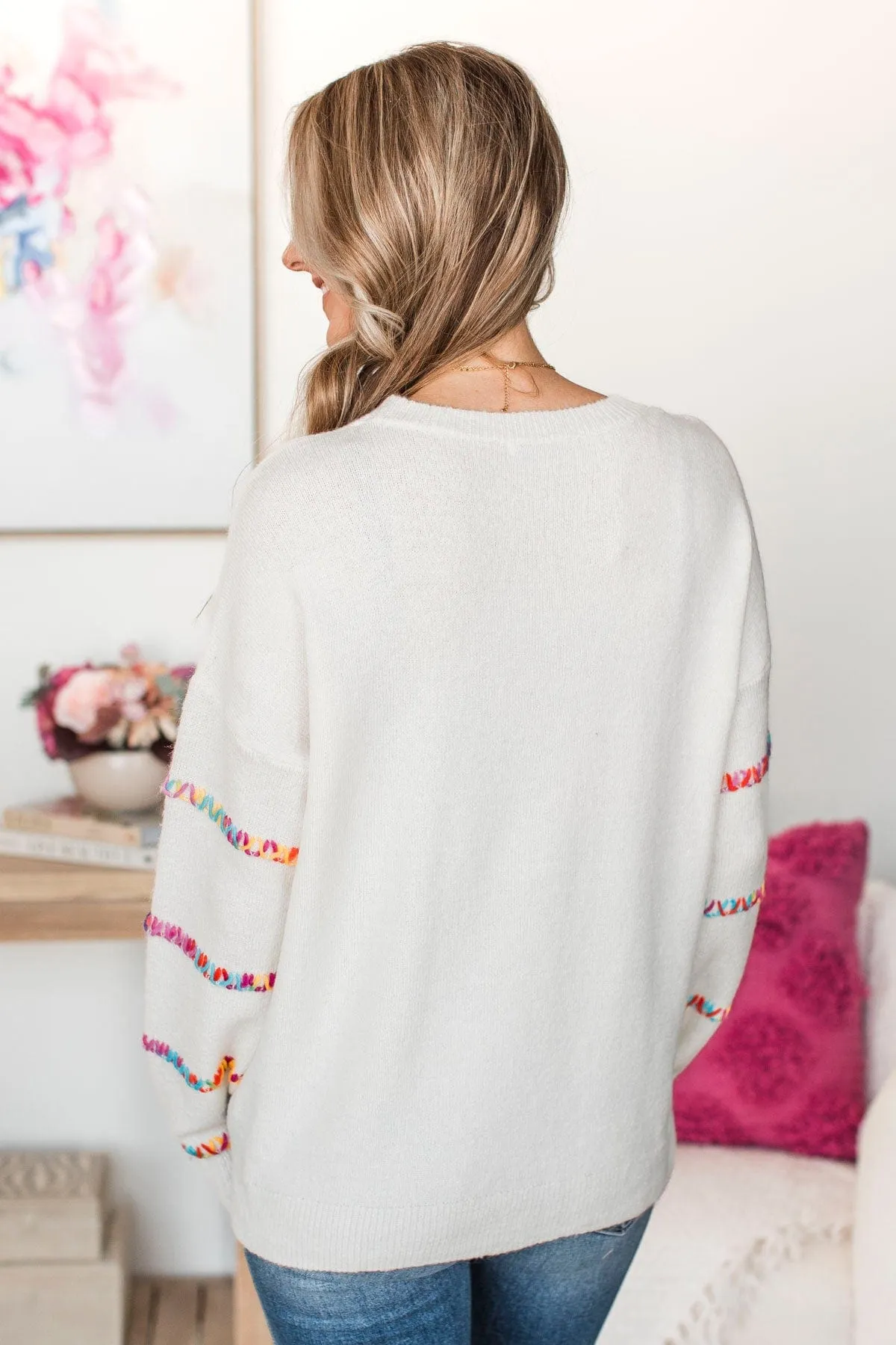 Staying Optimistic Striped Sweater- Ivory