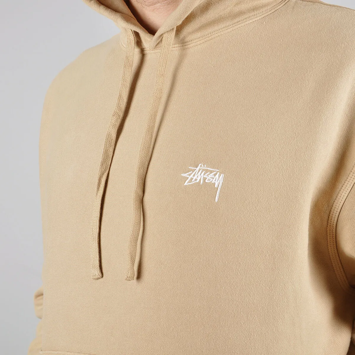 STUSSY Stock Logo Hoodie Beige