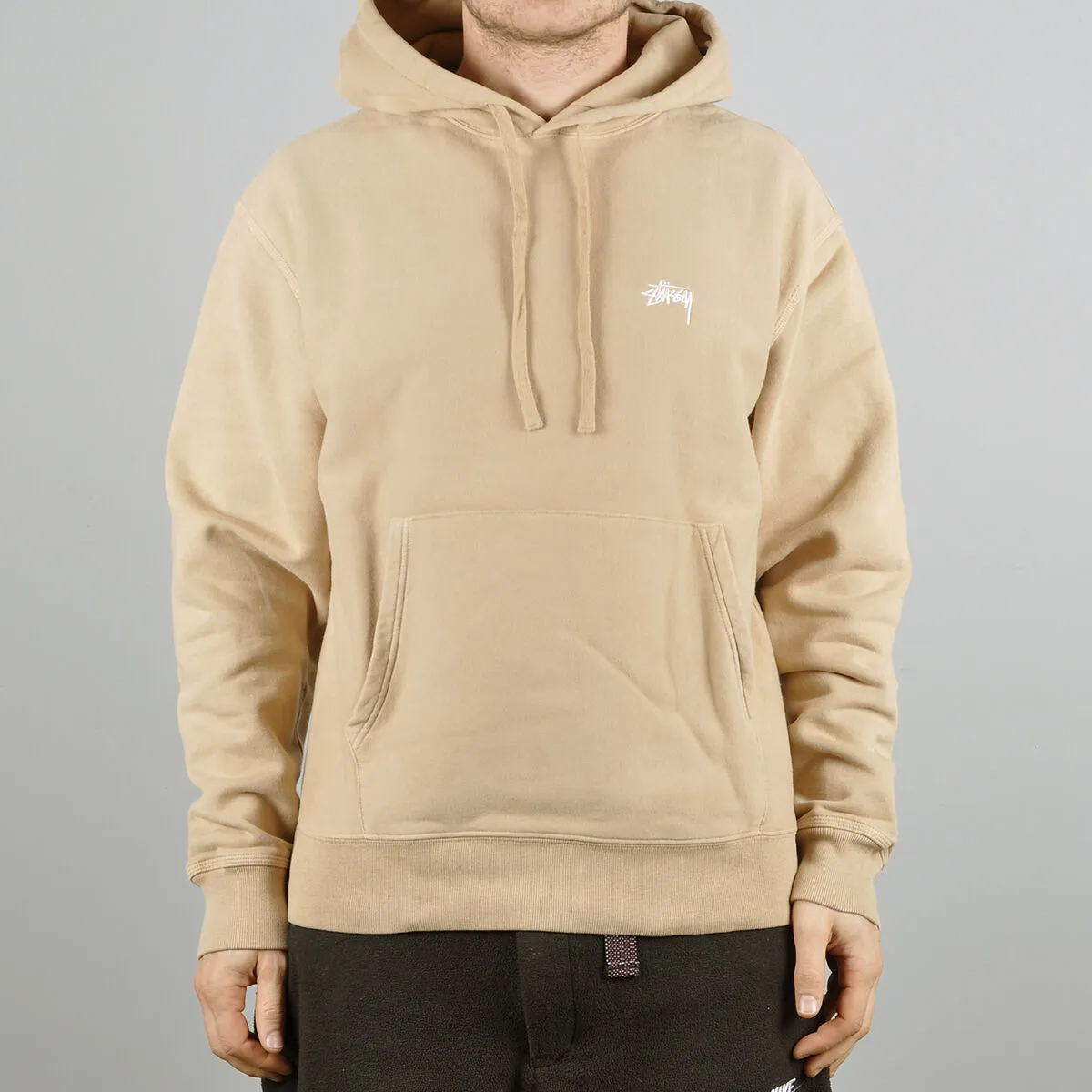 STUSSY Stock Logo Hoodie Beige