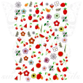 Summer Fruits Nail Art Cherries Watermelon Nail Stickers