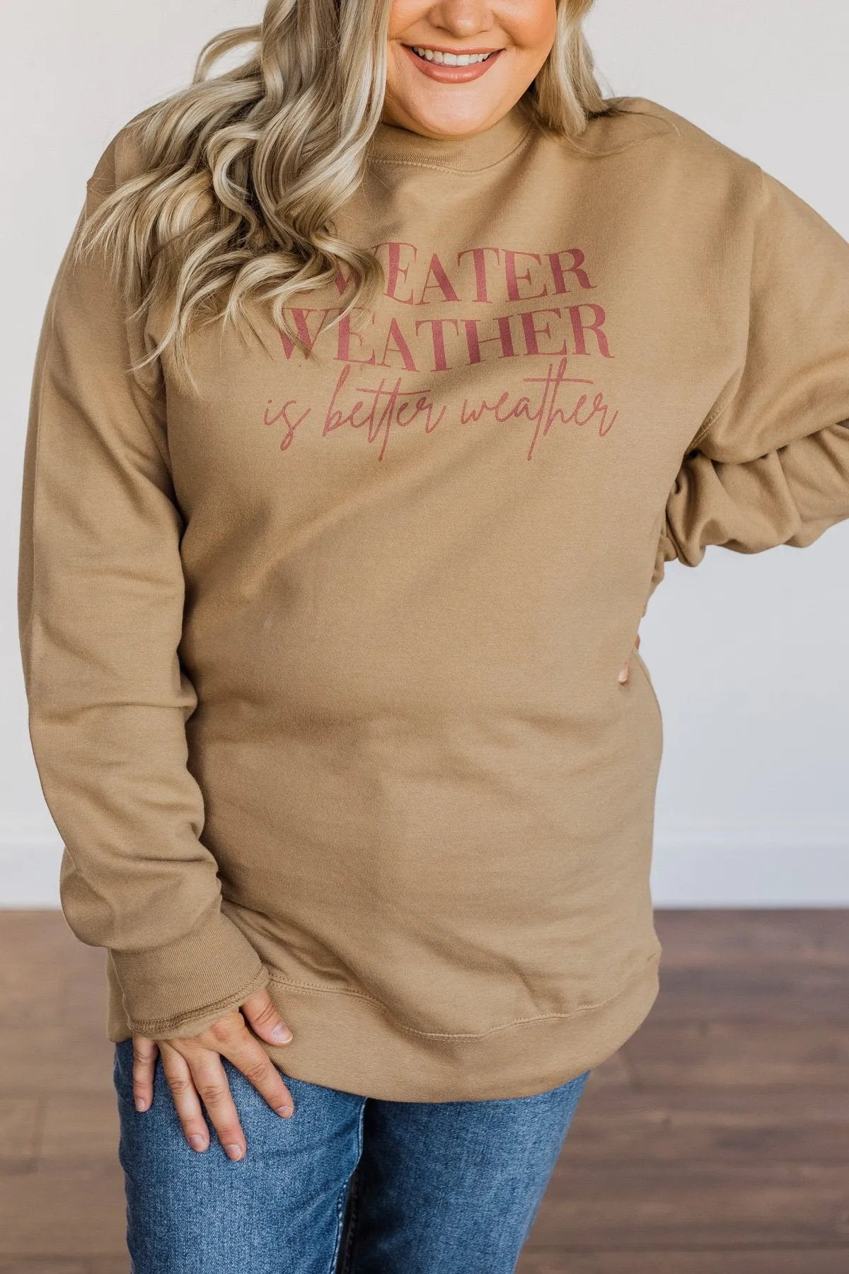 Sweater Weather Crewneck Pullover- Khaki