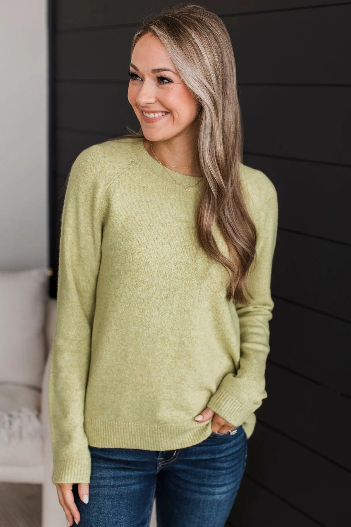 Tender Thoughts Knit Sweater- Lime