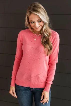 Timeless Allure Knit Sweater- Coral