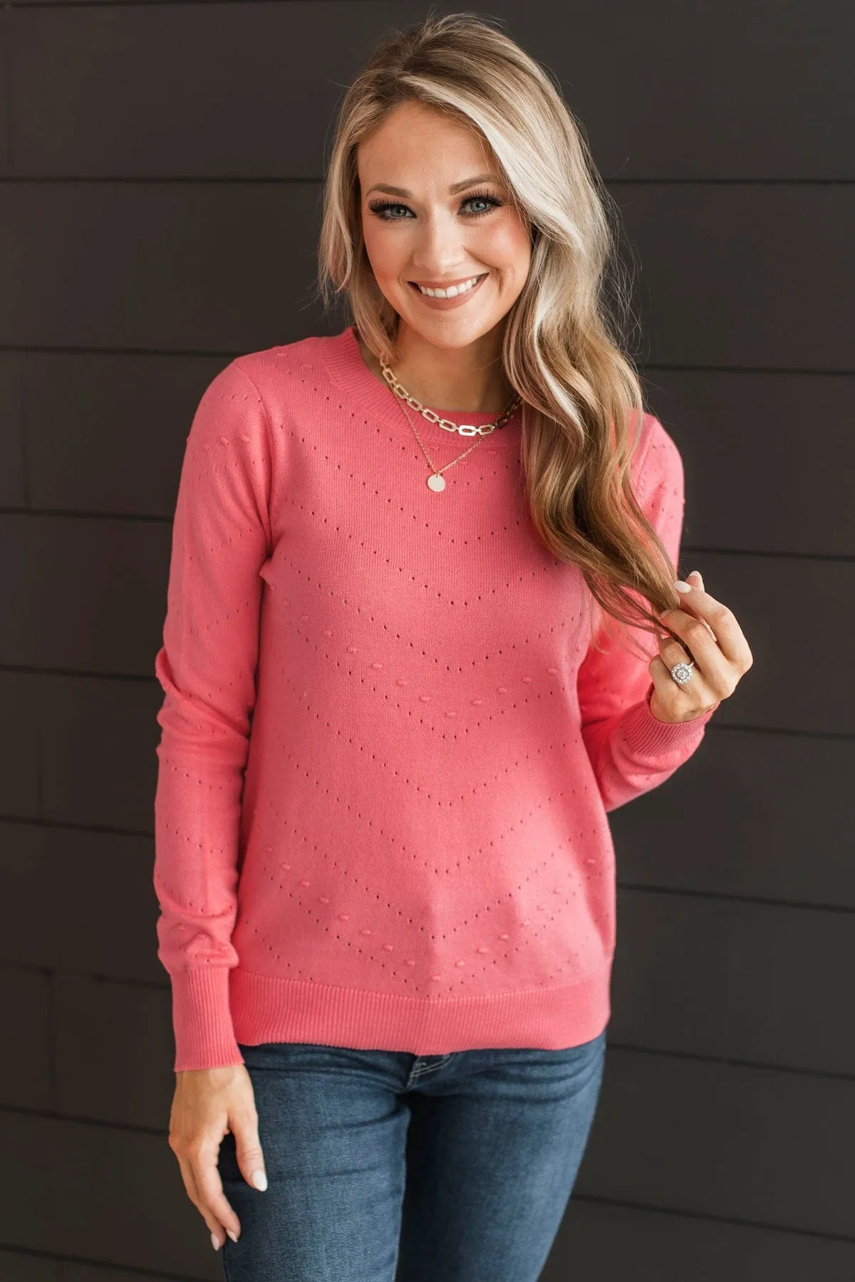 Timeless Allure Knit Sweater- Coral