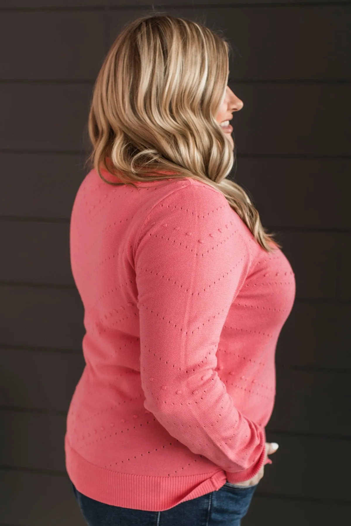 Timeless Allure Knit Sweater- Coral