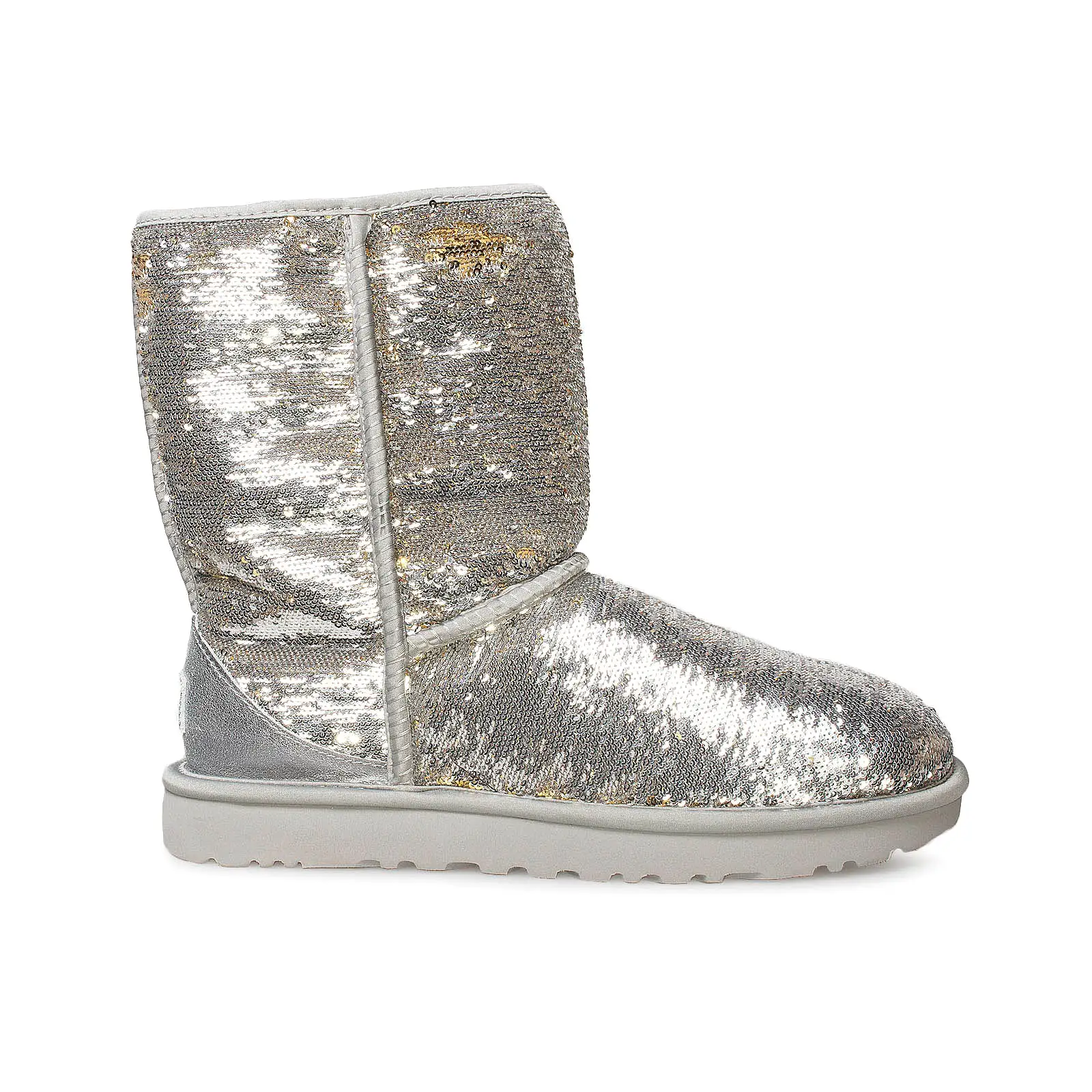 UGG Classic Short Cosmos Sequin Silver Gold Boots - Women's