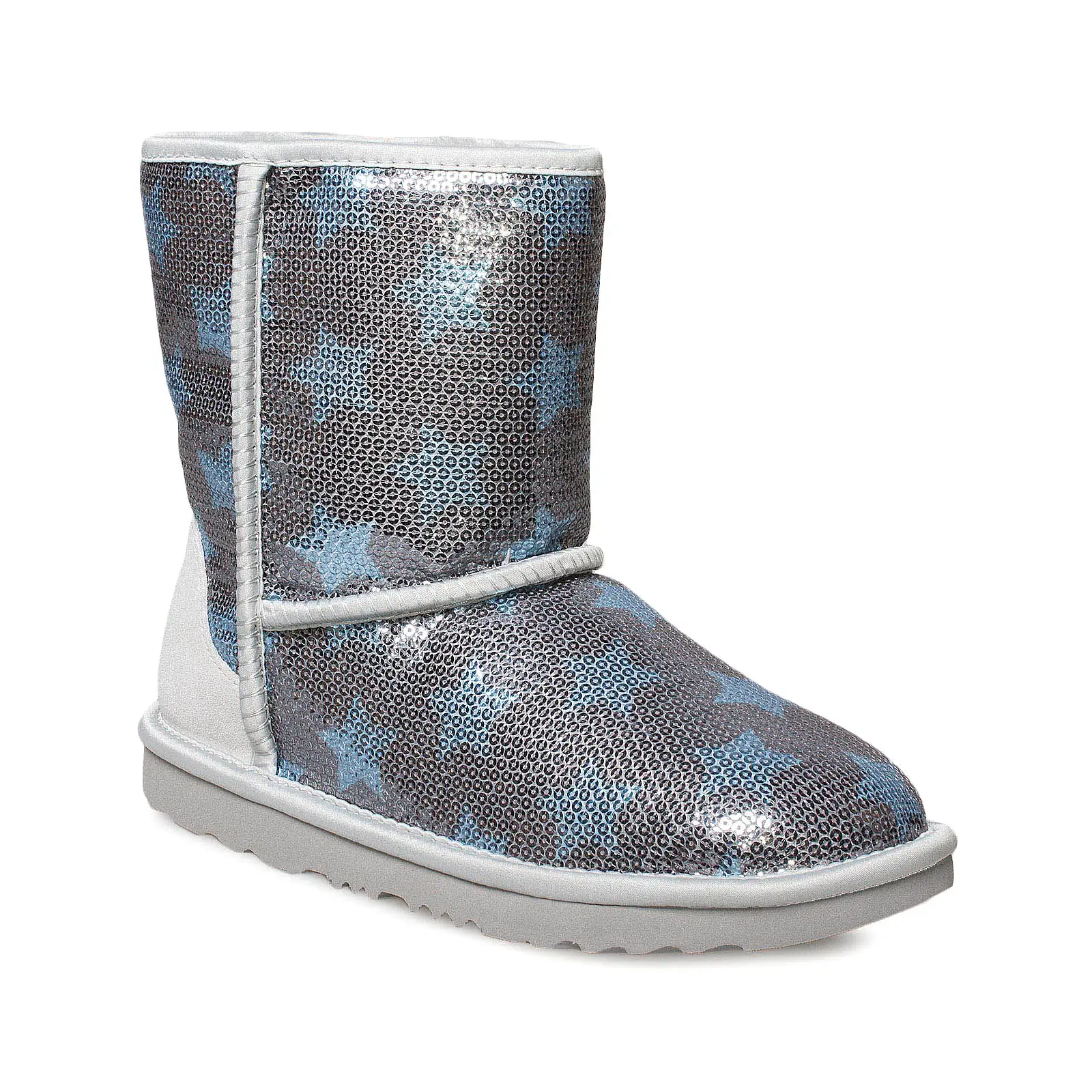 UGG Classic Short Sequin Star Denim Blue Boots - Youth