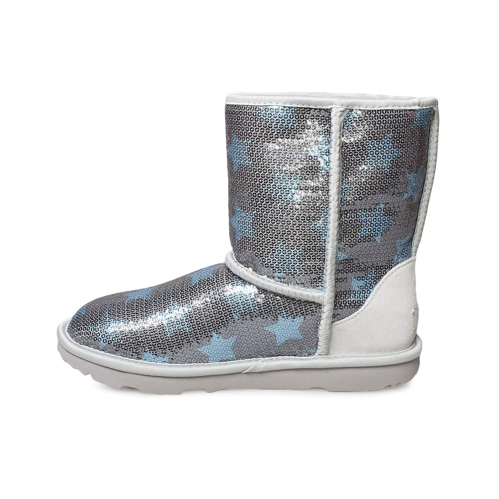 UGG Classic Short Sequin Star Denim Blue Boots - Youth