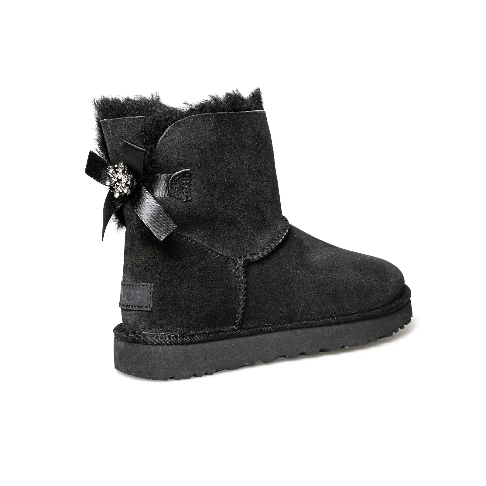 UGG Mini Bailey Brooch Black Boots - Women's