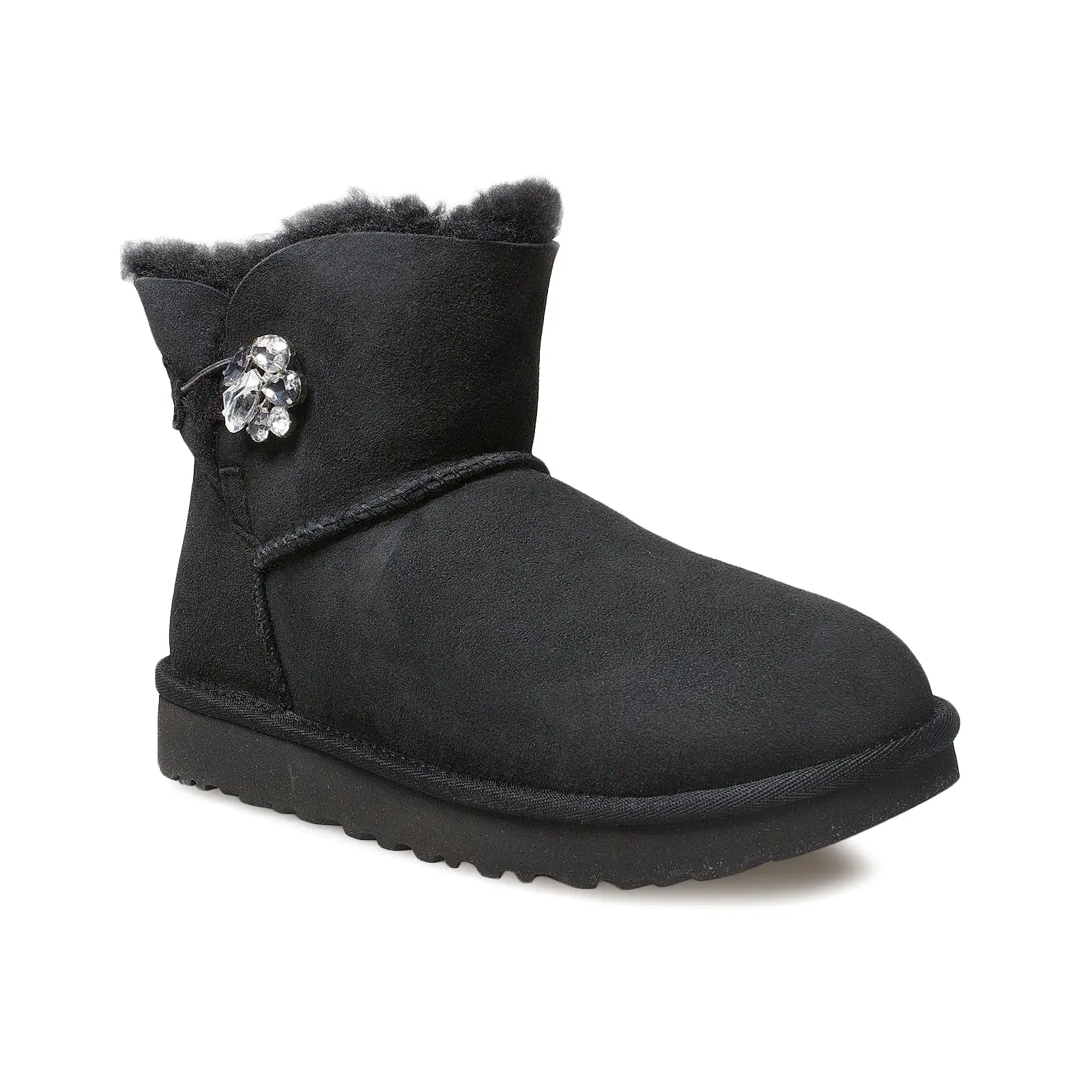 UGG Mini Bailey Button Gem Black Boots - Women's