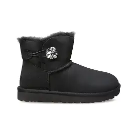 UGG Mini Bailey Button Gem Black Boots - Women's