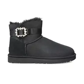 UGG Mini Side Brooch Black Boots - Women's