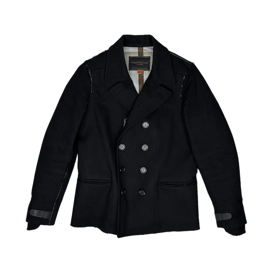 UNDERCOVER WOOLLEN RAW FINISH COAT - BLACK