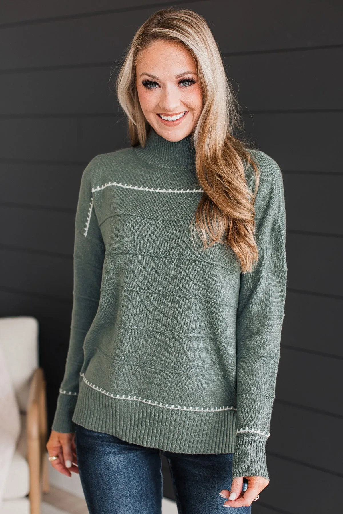 Unlimited Love Knit Sweater- Olive