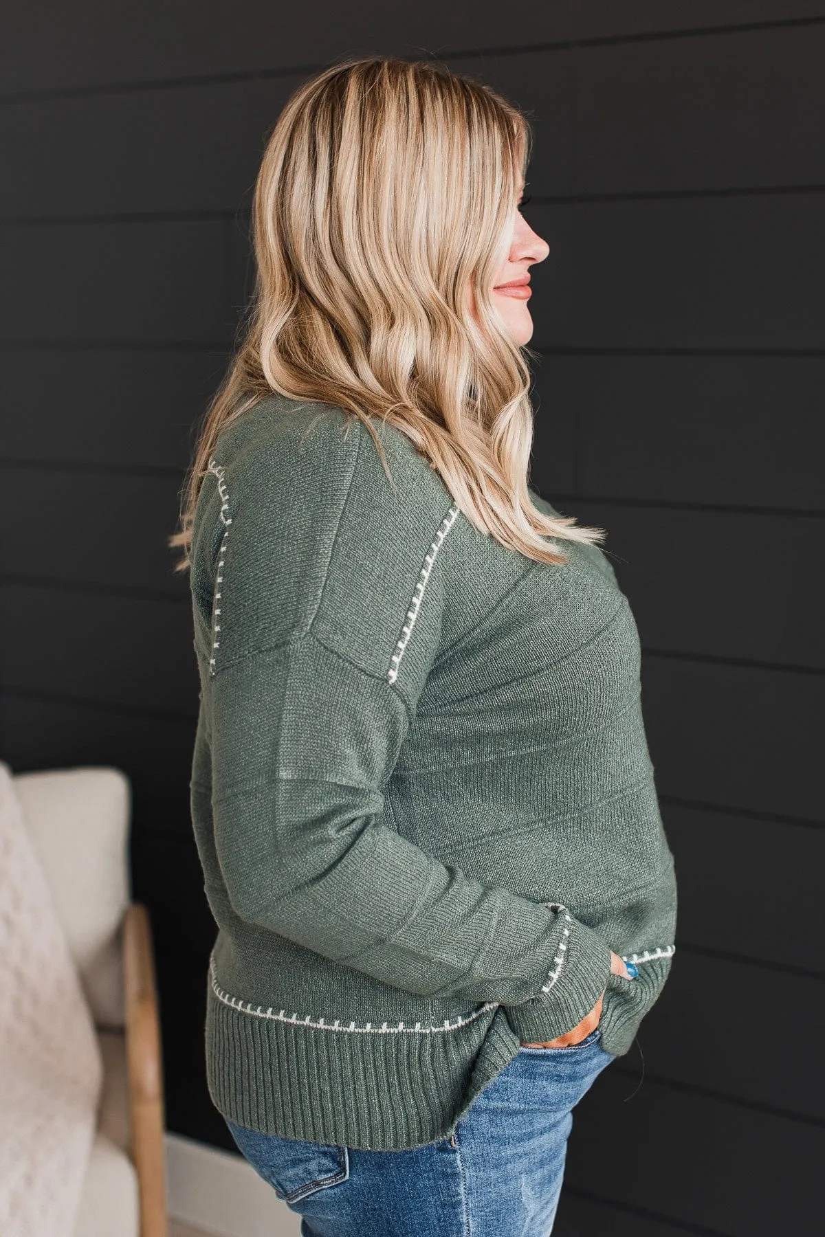 Unlimited Love Knit Sweater- Olive