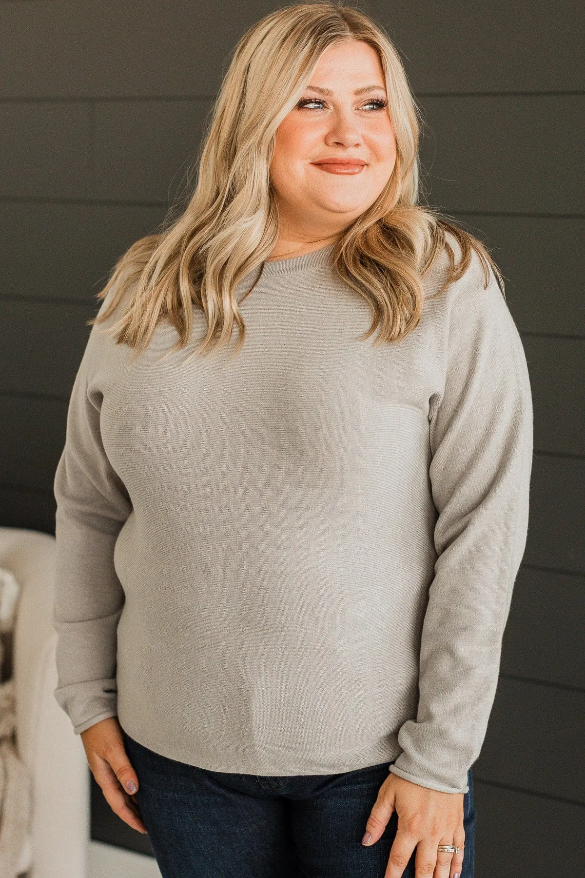 Uplifting Love Knit Sweater- Grey