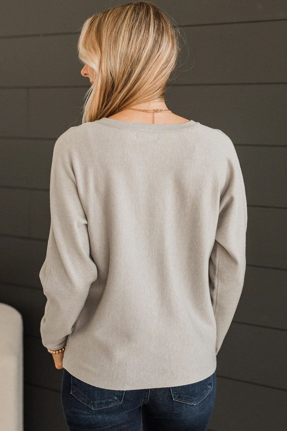 Uplifting Love Knit Sweater- Grey