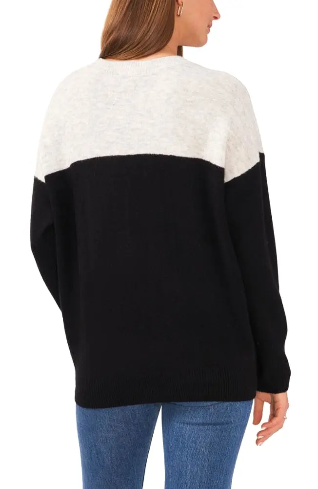 Vince Camuto Apparel EXTEND SHLDR COLORBLOCK COZY SWEATER V082/SILVER HTHR