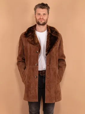 Vintage 70's Men Suede Sherpa Coat in Brown