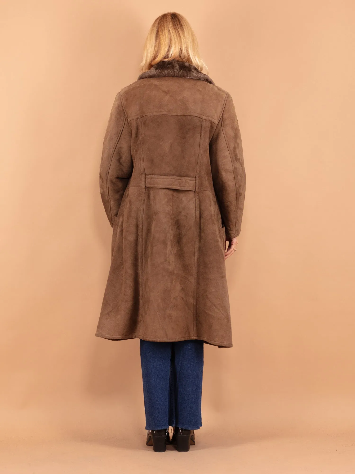 Vintage 70's Women Sheepskin Coat in Brown