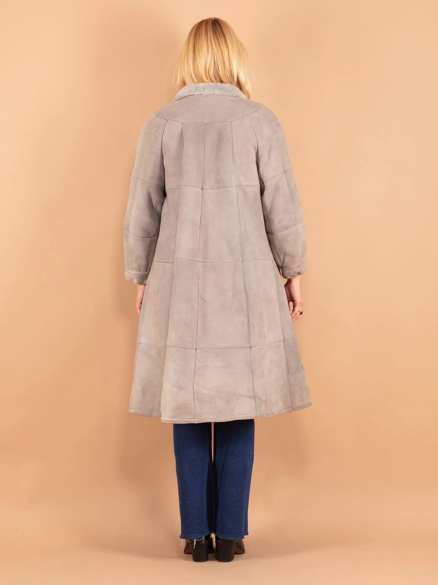 Vintage 70's Women Sheepskin Coat in Gray