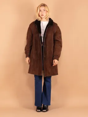 Vintage 80's Women Sheepskin Coat in Brown