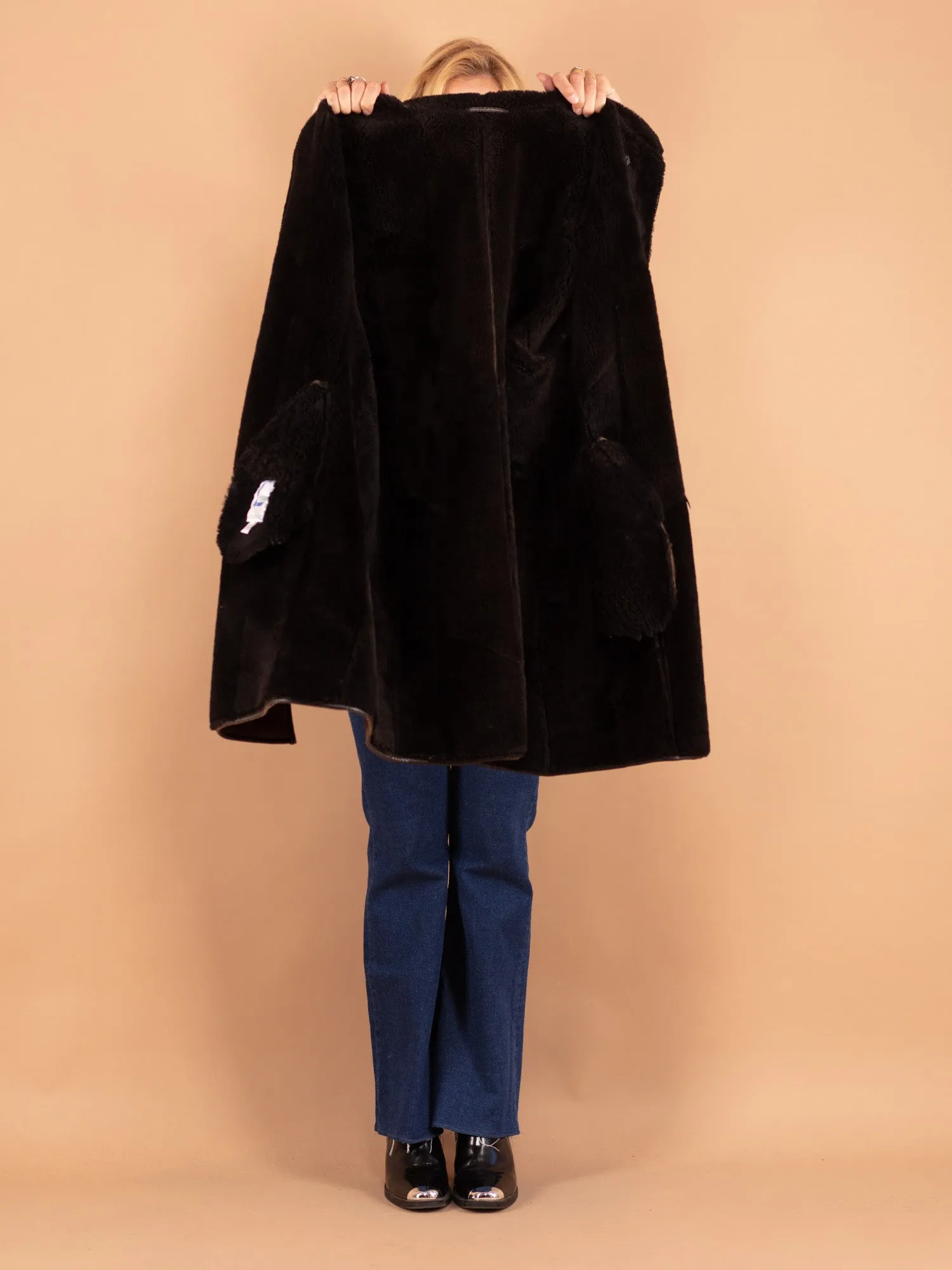 Vintage 80's Women Sheepskin Coat in Brown