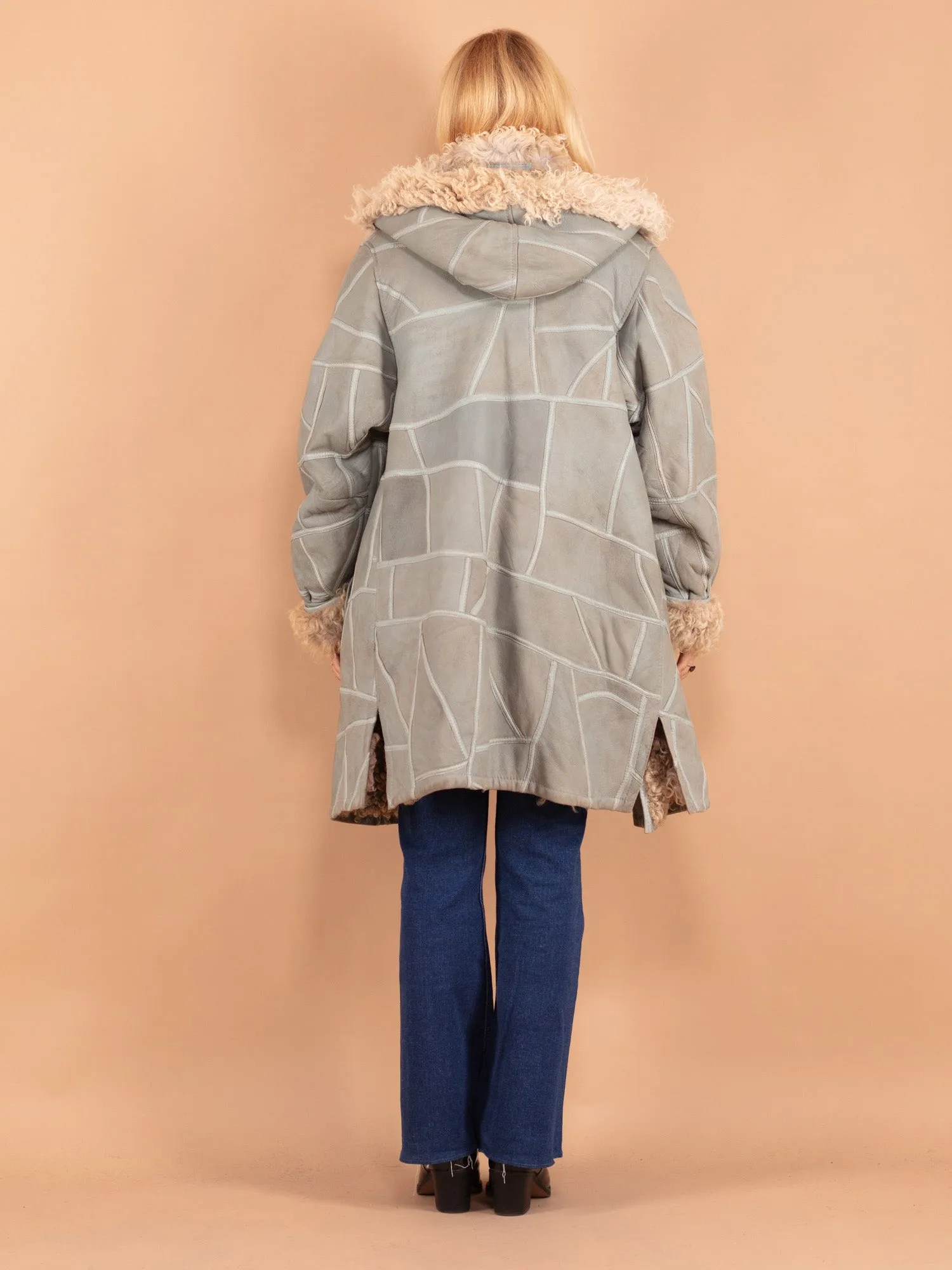 Vintage 80's Women Sheepskin Coat in Gray