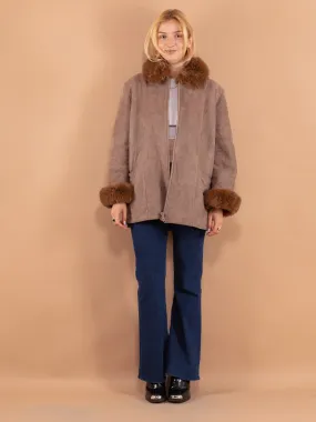 Vintage 90's Women Sheepskin Coat in Beige