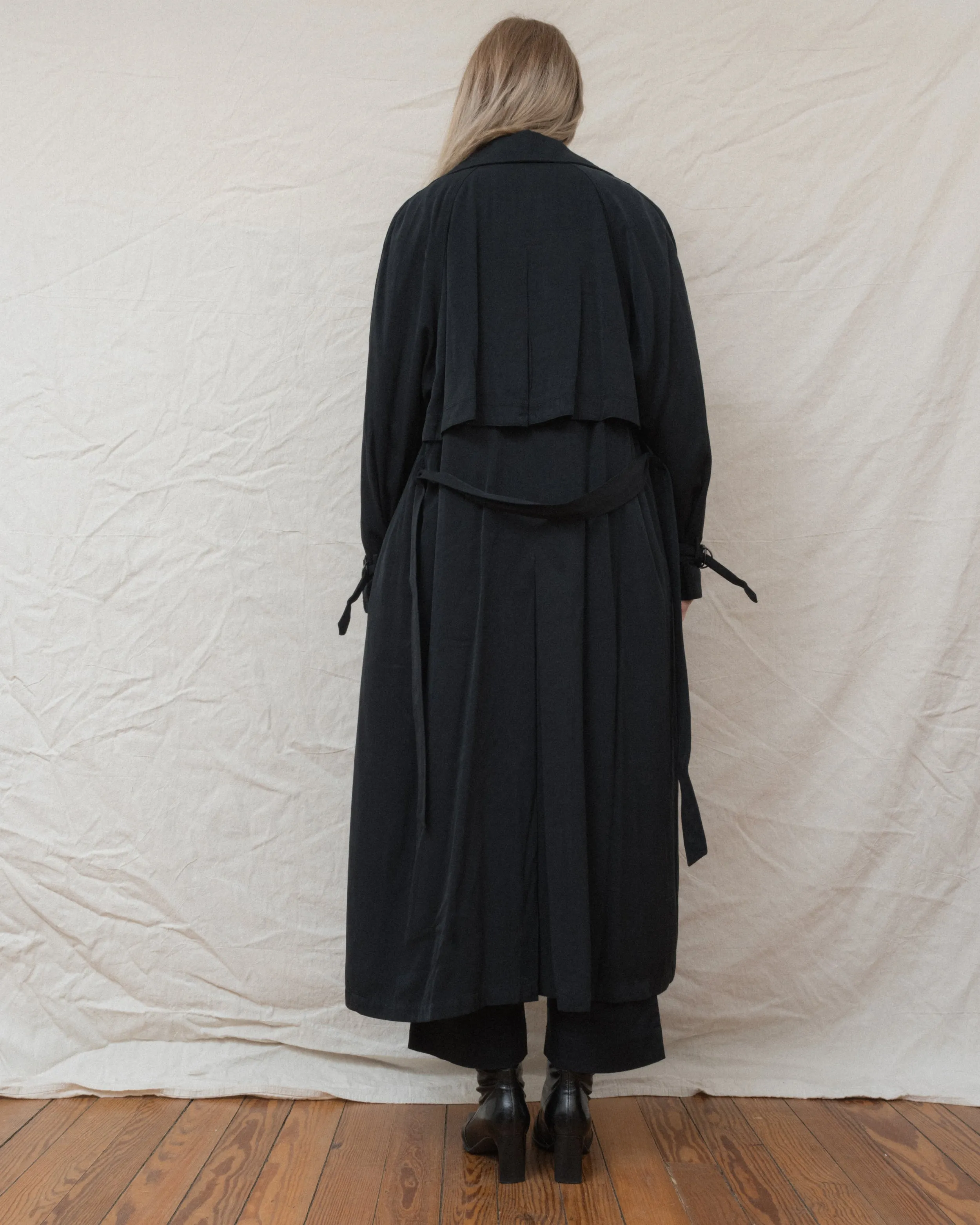 Vintage Black Trench Coat (S/M)